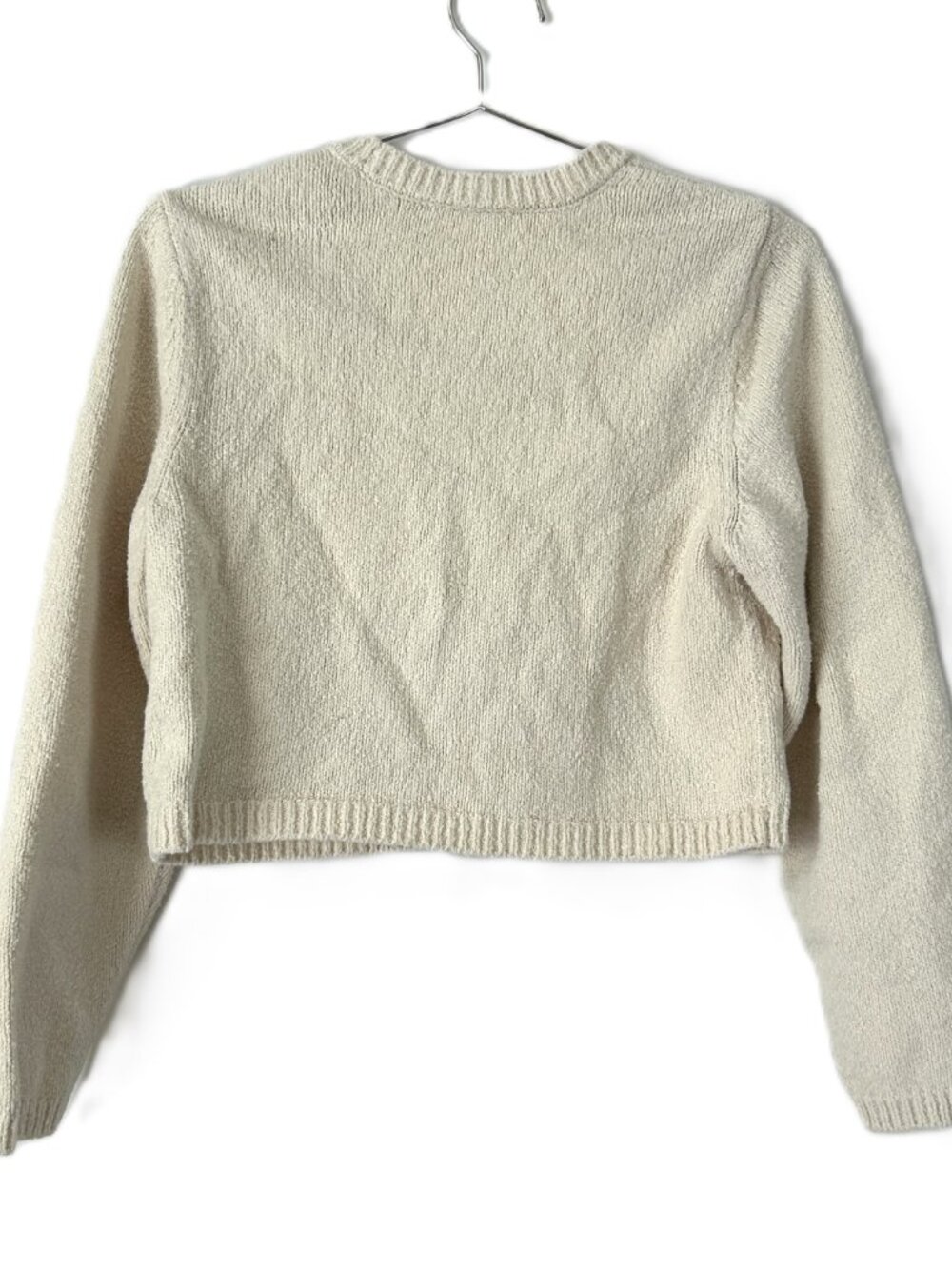 Marine Layer Crop Boxy Cardigan Cotton Blend Cream S - Picture 3 of 5